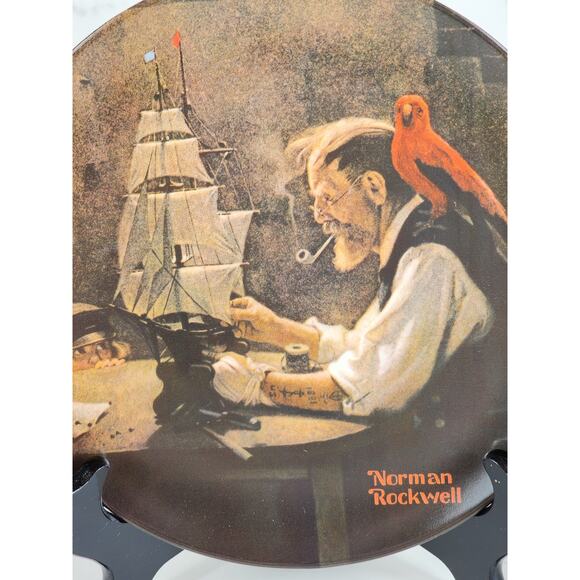 Wall Decor Plate The Ship Builder Year 1980 Fine China 8 1/2" Norman Rockwell - Picture 2 of 13